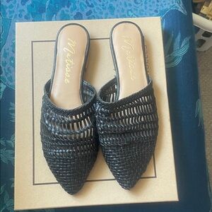 Matisse Black Woven Pointed Mule Slip-On